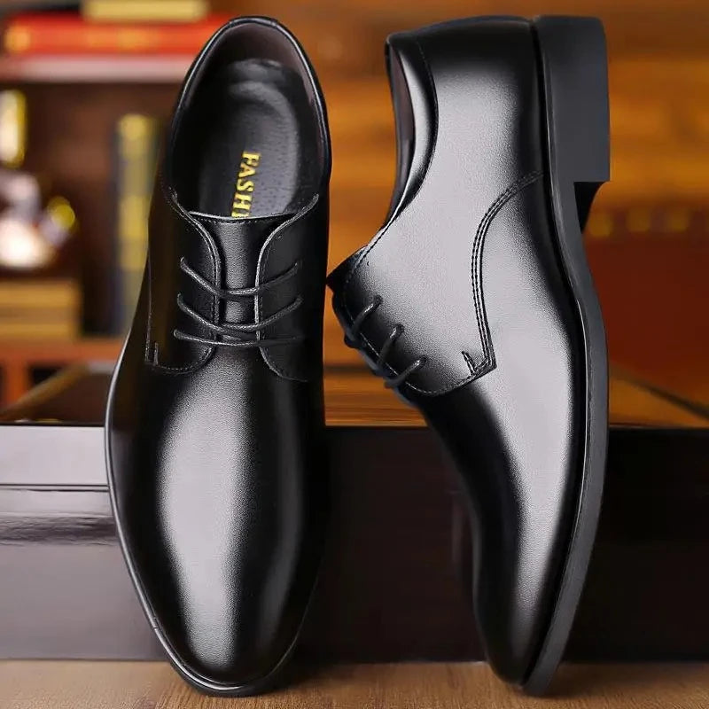 Fashionable Men's Leather Shoes Trendy Cowhide Men sneaker British Formal Men's Leather Shoes Soft Lace-up Leather Shoes for Men