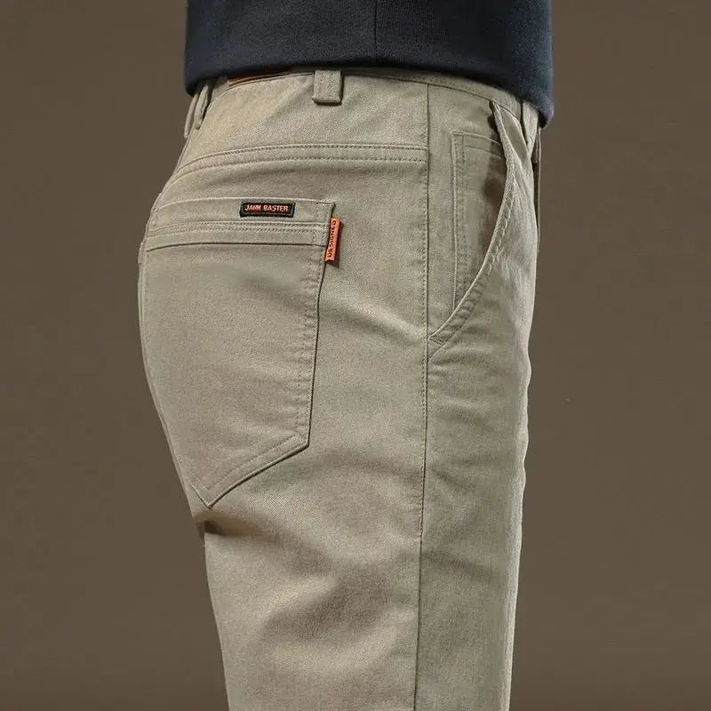 2025 Summer Thin Cotton Men's Casual Pants Trendy Versatile Elastic Light Business Trousers Work Formal Slim Straight Pants