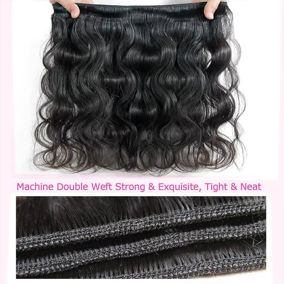 40 50 Inch Body Wave Human Hair Bundles Virgin Raw Human Hair Bundles 16A Brazilian Remy Weave Double Weft Hair Extensions