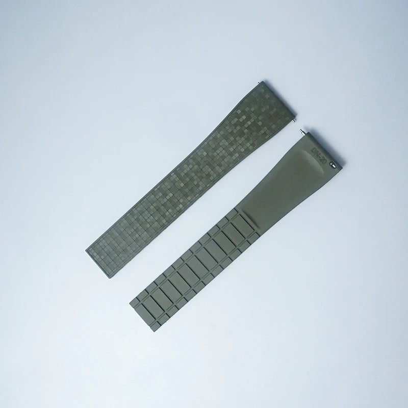 Cut to Size Fluoro Rubber Watch Strap 18/19/20/21/22mm Mosaic FKM Deployment Buckle Universal Flat End Replace Band Bracelet