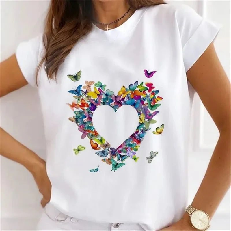African Women's New Fashion City Girl Half Sleeve Basic Cute Clothes T-shirt Graphic T Shirts Y2k Tops Harajuku Vintage Tee