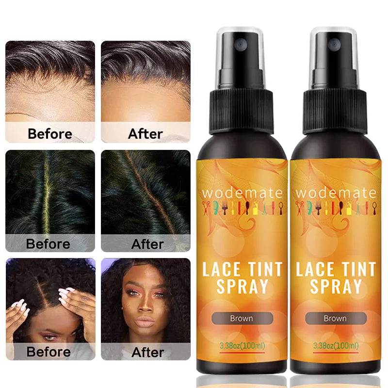 Lace Tint Mousse Waterproof Lace Tint Spray For Lace Wig Light Brown Hair Dye Quick Dry  Wig Grids Concealer No Residue