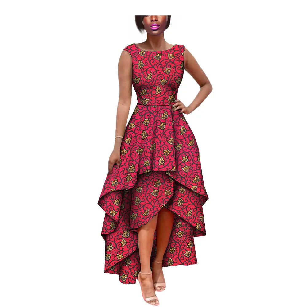 Hot African Women's AFRIPRIDE Private Sleeveless Pleated Party Dress Cotton Women's Dresses A722582