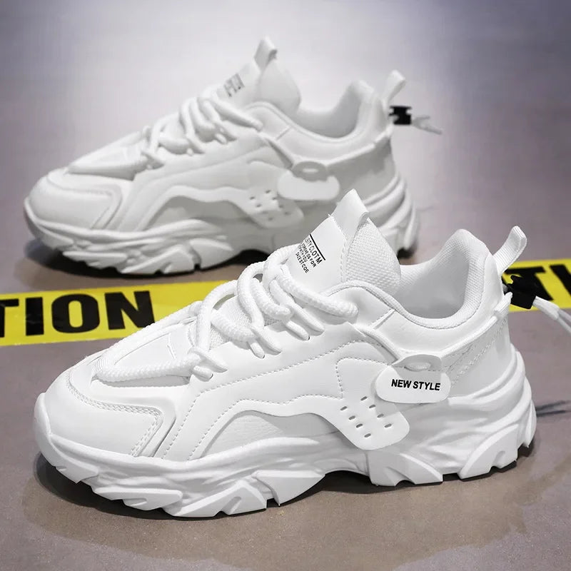 Men Sneakers Mesh Men Shoes PU Leather Platform Casual Sneakers Increased Vulcanized Shoes Light Running Shoes Tenis Masculino