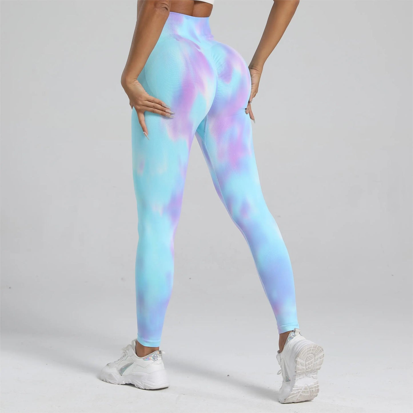 New Tiedye Gym Leggings Seamless Women Push Up Stretch Pants Scrunch Sports High Waist Booty Lifting Workout Yoga Leggins Nylon