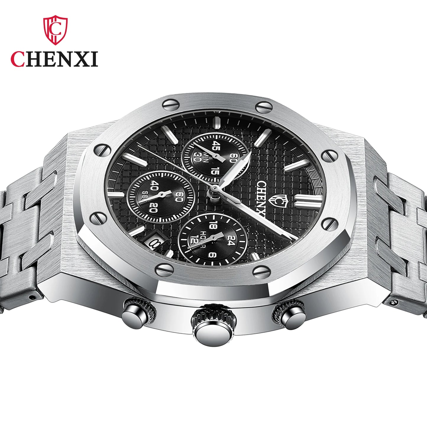 CHENXI Luxury Business Stainless Steel Men's Watches Quartz Movement Waterproof Round Dial Multifunctional Watch for Men