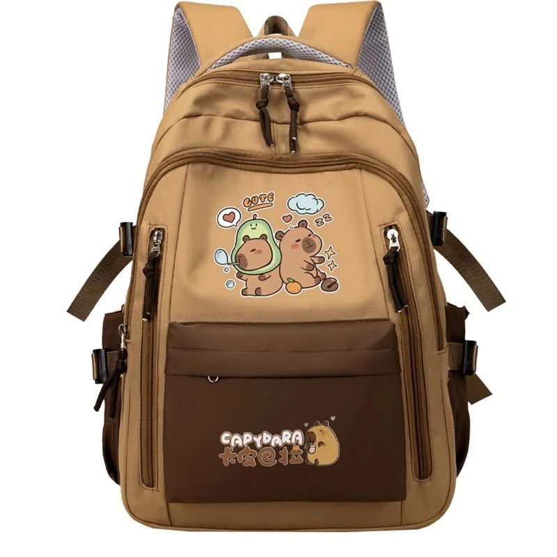 Kawaii Capybara School Backpack for Girls School Bags Set Casual Daypack Teens Girls Book Bag Children Schoolbag Travel Backpack