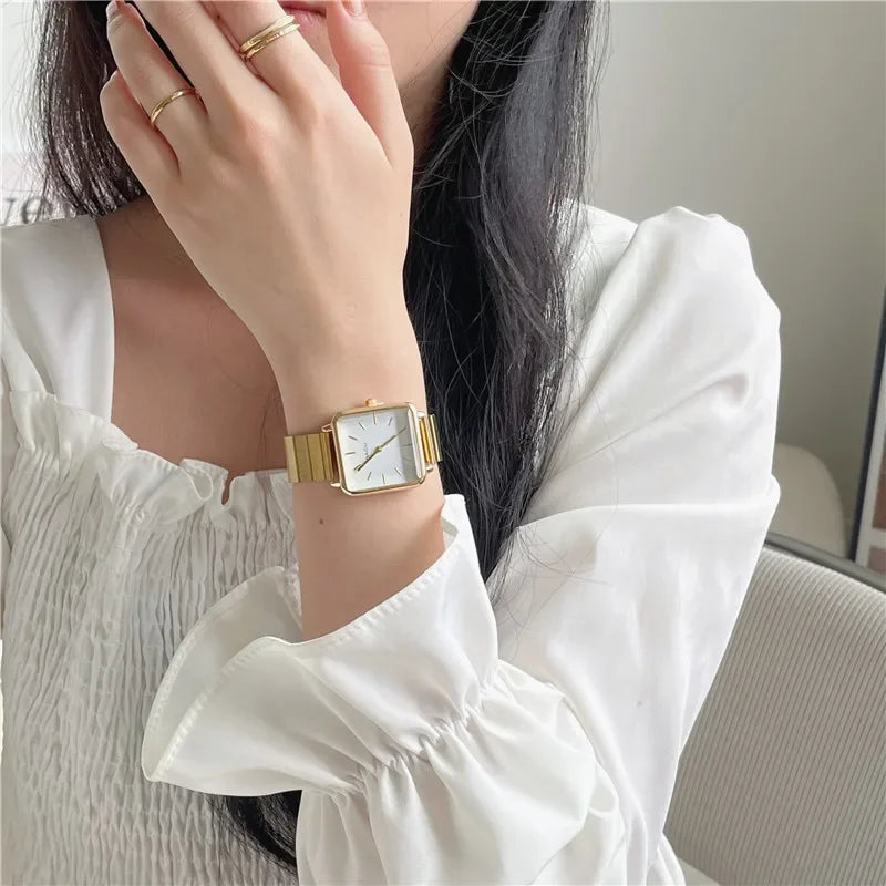 Adjustable Stainless Steel Strap Quartz Watch for Women Luxury Gift Square Wristwatch Dropshipping Watches Relojes Para Mujer