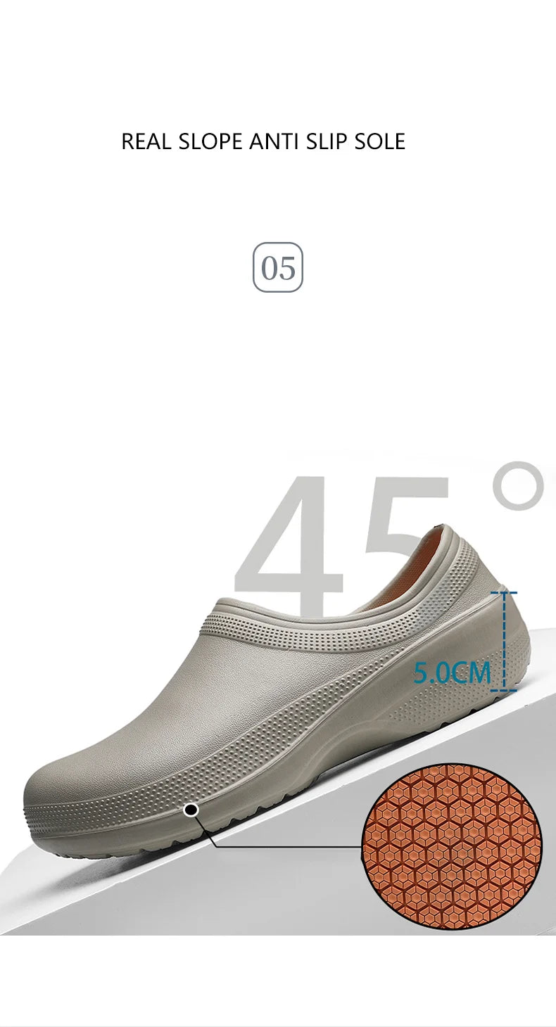 Summer Chef Shoes Anti Slip and Oil Proof Work Shoes Casual Lazy Slippers Soft Comfortable Beach Slippers Sandals Garden Shoes