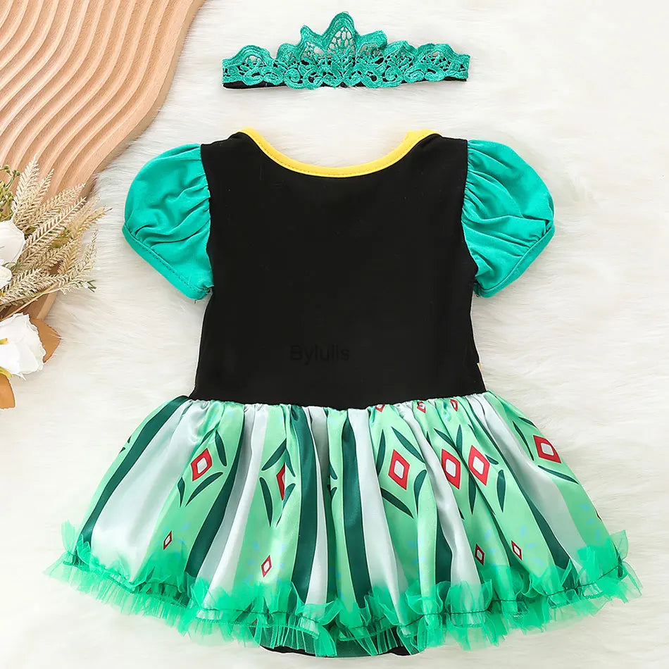 Baby Girls Costumes Kid Romper Tutu Dress with Headband Infant Baby Girl Princess Alice Clothes Aurora Belle Dress Party Costume