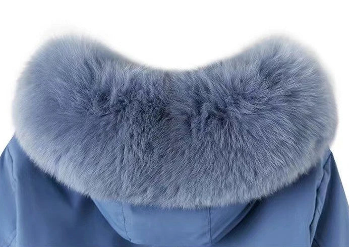 2025 Winter Women's Parka Cotton Padded Coat Korean Style Mid Length Waist Cinching Thickened for Cold Suitable for Short Girls