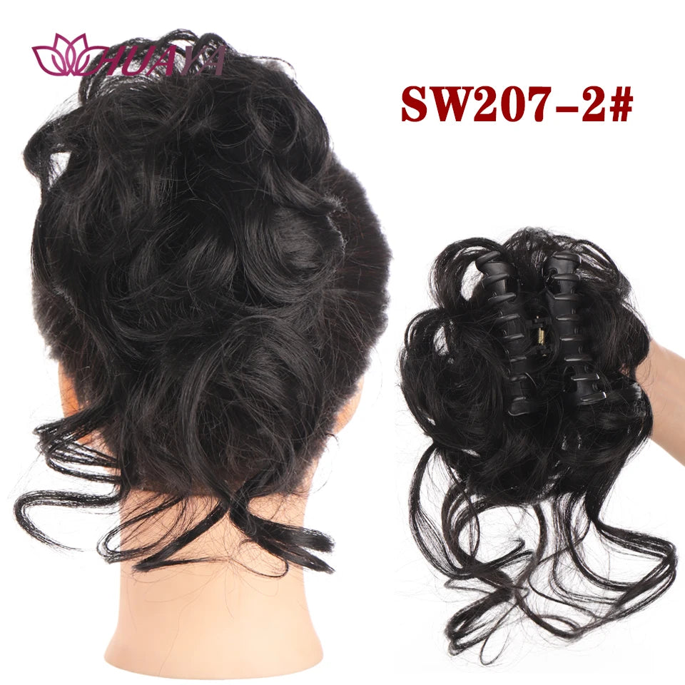 Synthetic Hair Bun Chignon for Women Messy Bun Hair Piece Tousled Updo Hair Extensions With Claw Clip Curly Hairpins Black Brown