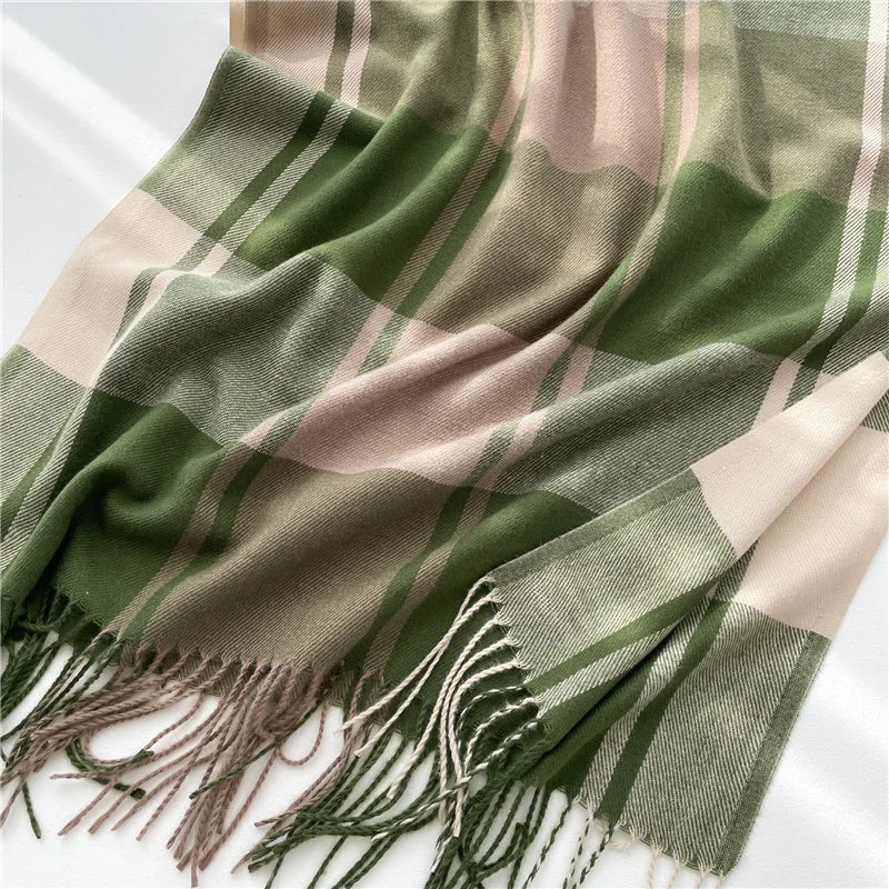 200*65CM New Men Women Autumn Winter Luxury Scarfs Cashmere Feeling Muffler Fall Blanket Classic Plaid Foulard Soft Warm Scarves BAZAARHUBO