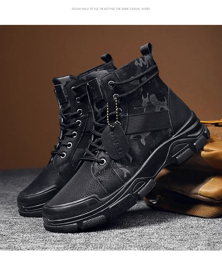 2024 New Men Military Tactical Men's Boots Special Force PU Leather Waterproof Desert Combat Ankle Boot Army Work Men Shoes EVA