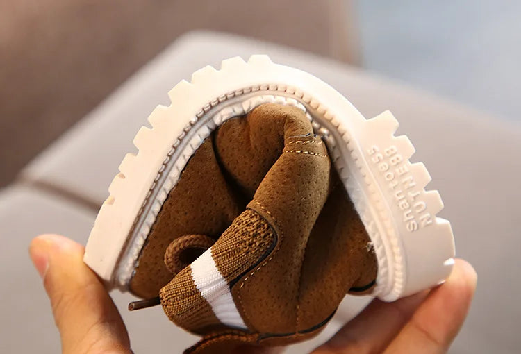 New Children's Casual Shoes Autumn Winter Kids Fashion Boots Leather Boys Girls Shoes Soft Antislip Sport Running Snow Boots