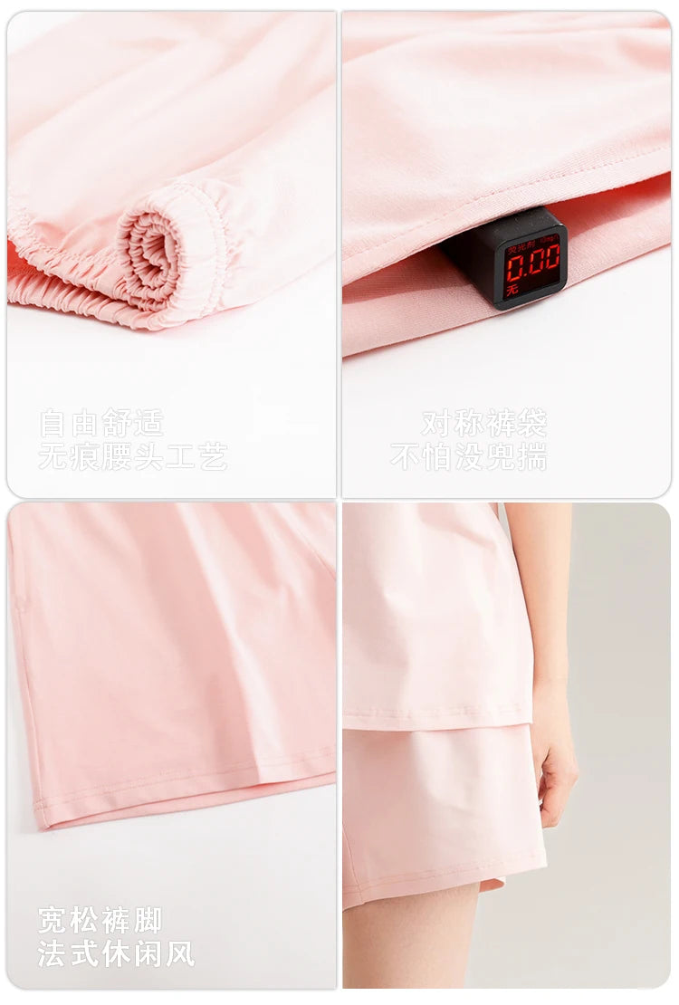 Couple Pajamas Set Summer Short-Sleeved Sleepwear 100% Cotton Men and Women Pyjamas