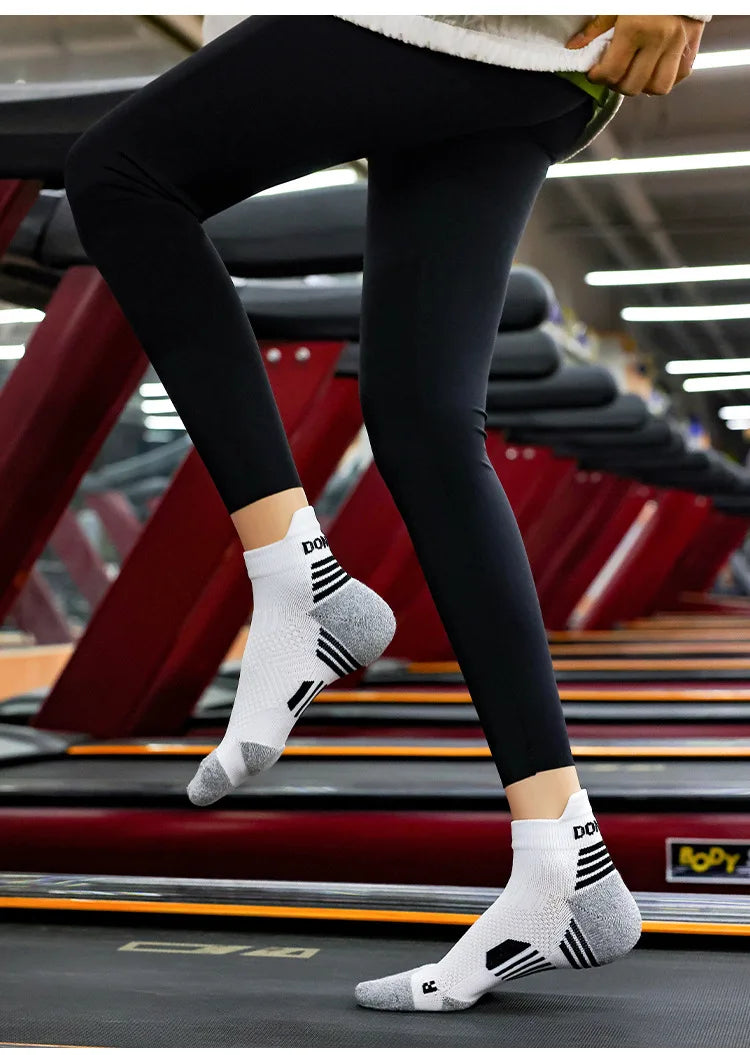 6 Pairs Marathon Running Socks Men Professional Sport Ankle Socks Thickened Towel Cushioned Tube Fitness Short Socks