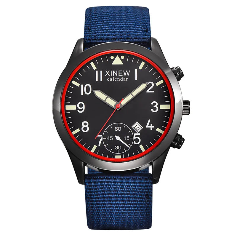 XINEW Cheap Brand Watches For Men Students Fashion Simple Leather Band Army Sports Date Quartz Watch Relogios Masculinos 2024