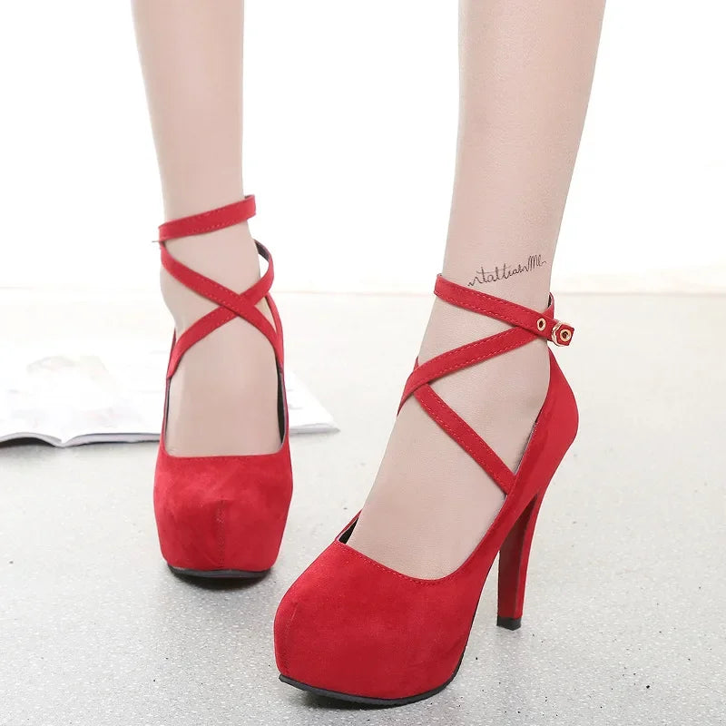 2025 Super High Heels 14cm Pumps Shoes for Women Night Club Waterproof Platform Professional Black Girl Fashion Versatile Shoes