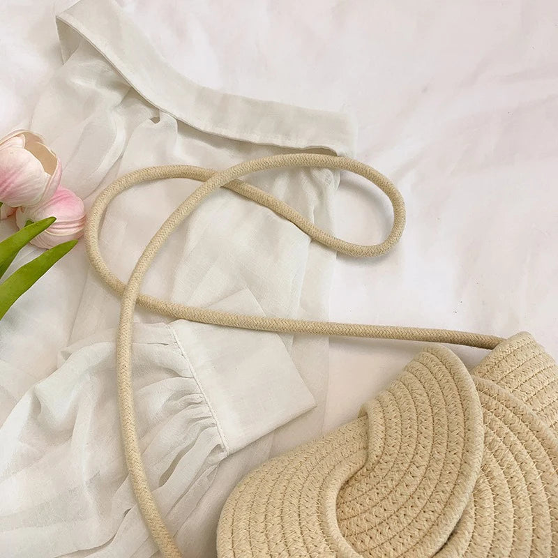 Popular Hand-woven Bags for 2025 Summer, Versatile Single-shoulder Crossbody Bags, Ins Beach Vacation Bags