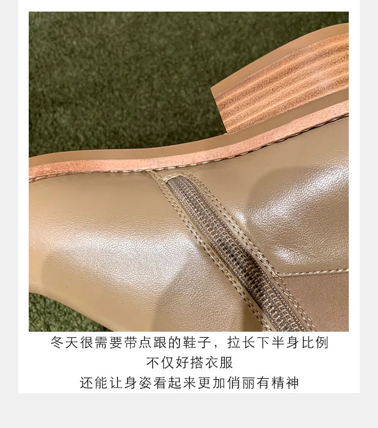 2026 Autumn/Winter Ankle Boots Women Basic Chelsea Botas Mujer Low Thick Heels Short Booties PU Leather Slip On Stretch Botines