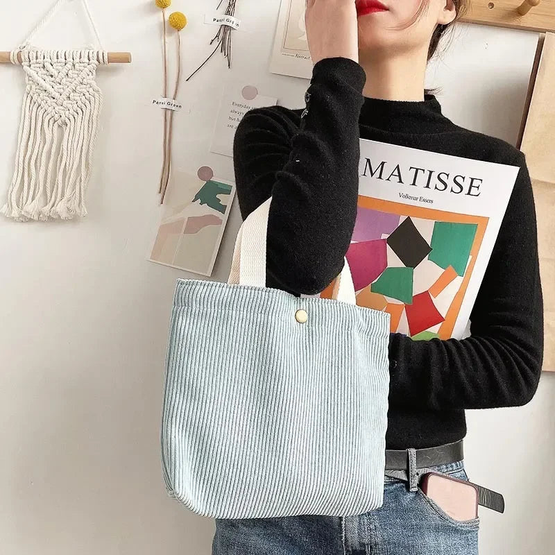 Bags for Women Corduroy HandBags Reusable Lunch Bags Casual Tote Female Handbag Canvas Tote Bag Dropshipping