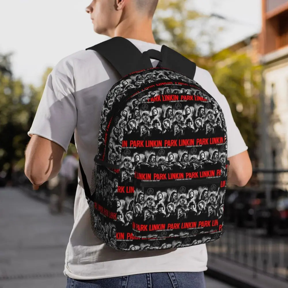 L-Linkin-S P-Park-S Band Student Backpack School Bag Hiking Travel Daypack for Boys Girls Fashion Bookbag Shoulder Bags