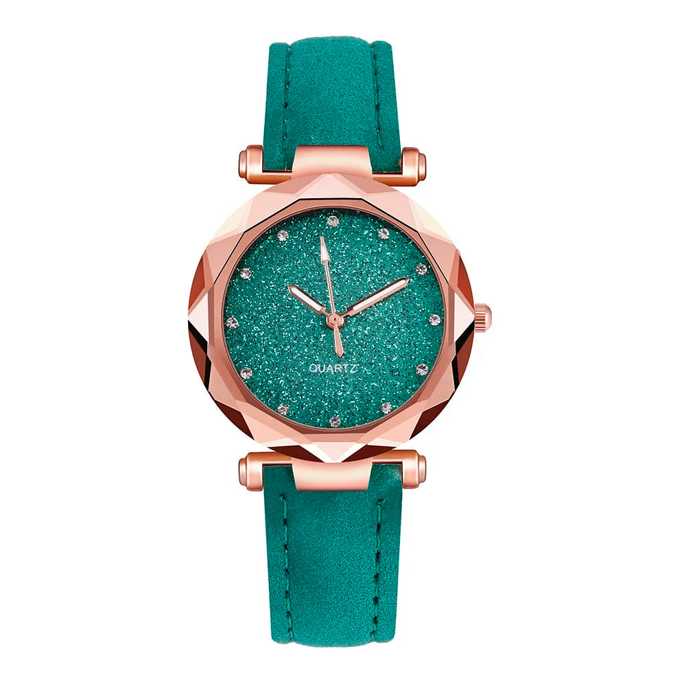 Ladies Rose Gold Quartz Watch Female Belt Watch Fashion Korean Rhinestone Ladies Business Rose Gold Watch Women ساعة رياضي