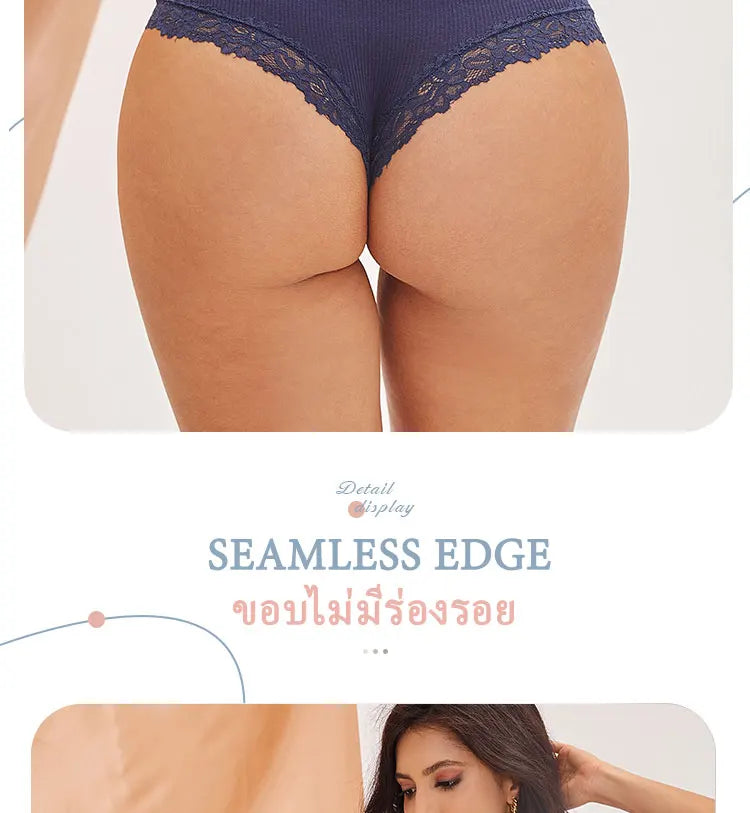 3Pcs/Set Sexy Lace Briefs Cotton Panties Women's Fashion 7 Solid Color Comfortable Briefs Low Waist Underpants Stretch Underwear