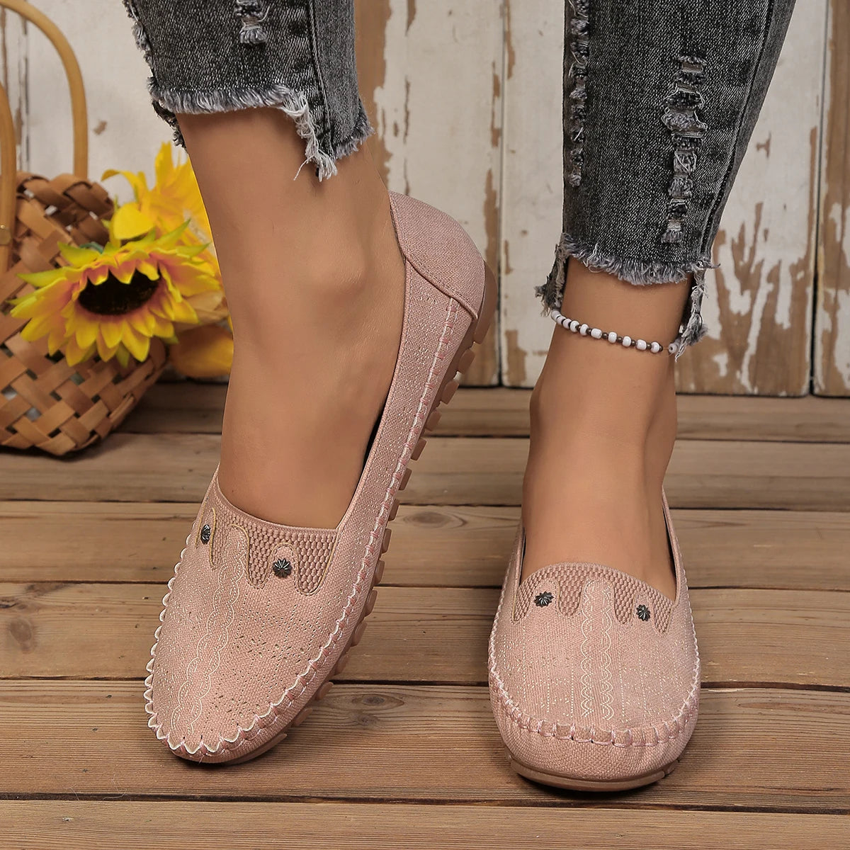 goreyodoly women loafers hollow floral design patchwork slip on flats breathable lightweight casual walking shoes soft non slip