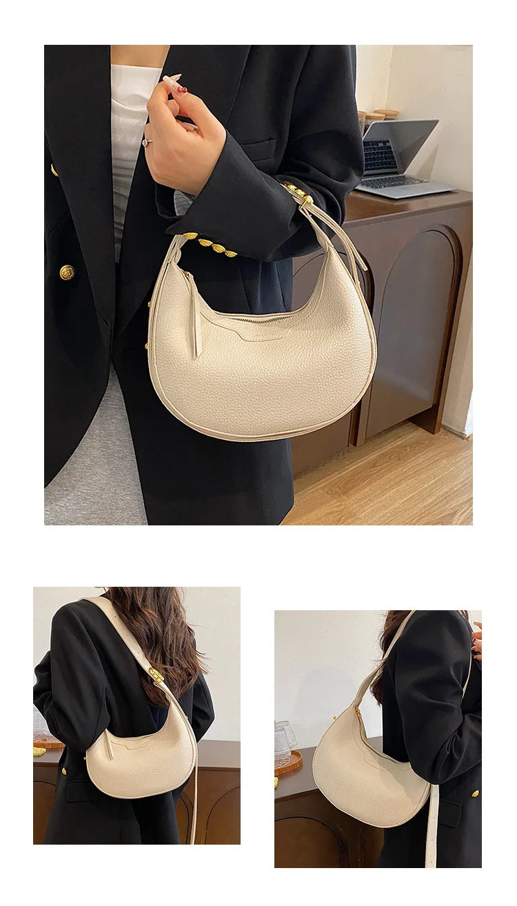 Women Underarm Bag Fashion Hobos Half Moon Saddle Shoulder Bags Luxury Pu Leather Crossbody Bag Phone Purses 2024 Commuting Bags