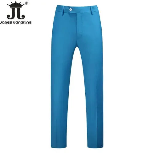 British Style Solid High Waist Trousers Men Formal Trousers High Quality Slim Fit Business Casual Suit Pants Groom Wedding Dress