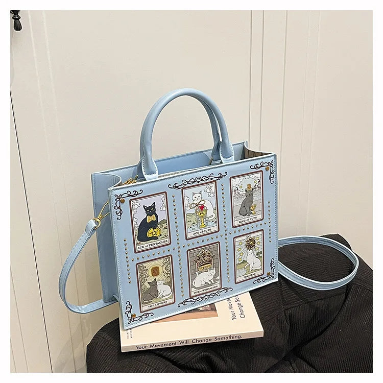 Vintage and Luxury Designer Bag Popular Fashionable Tote Bag Large Capacity with Delicate Embroidery Cat Printing Bag for Women