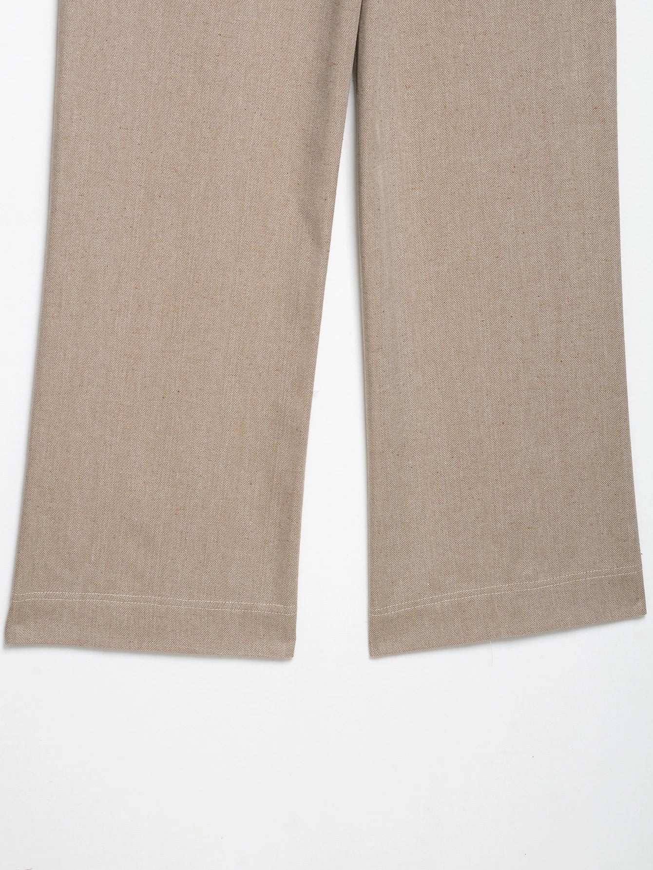 EDSA Women Khaki Herringbone Pants Set Cropped Jacket Long Sleeves Side Zip Low-rise Straight Leg Long Trousers Female Suits