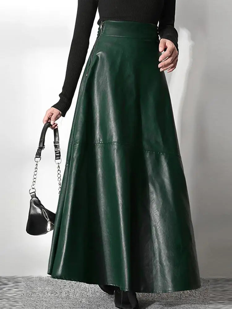 ZANZEA Women's PU Leather Maxi Skirt 2025 Autumn Elegant OL Long Saias Fashion Solid Mujer Faldas Casual High Waist Zipper Jupe