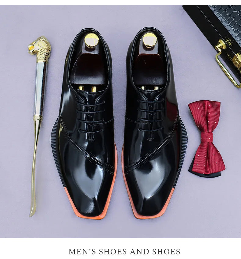 Brand Original Mens Oxford Dress Shoes Genuine Leather Brown Lace-up Business Wedding Formal Shoes Plus Size 38-46