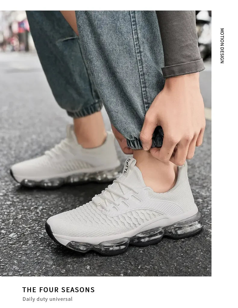 Men's Fashionable Versatile Outdoor Running Shoes Breathable Ultra-light Air Cushion Soft Bottom Sports Shoes Large Size