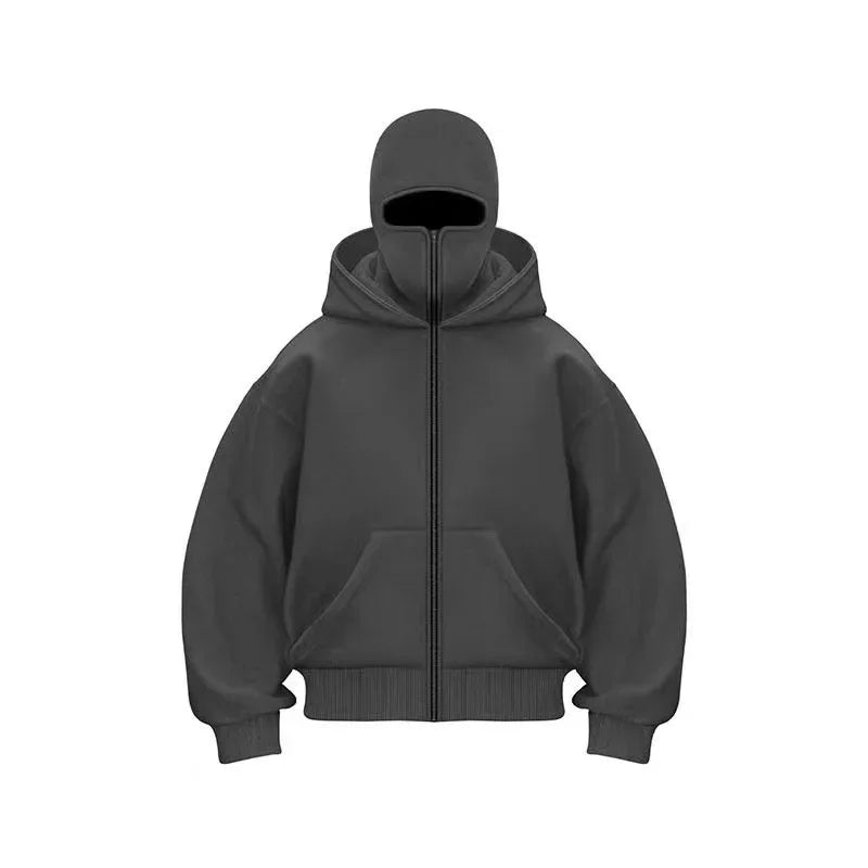 Plain Design Hooded Zip Up Sweatshirt for Men Women Autumn Winter Ins Style Couple Matching BAZAARHUBO