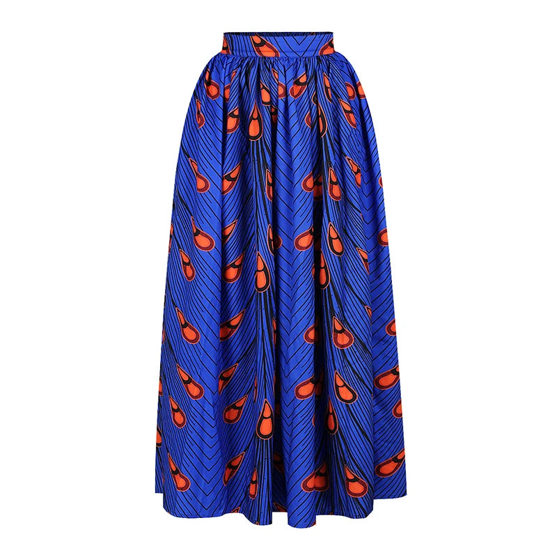 Fashion African National Women Two Piece Set Sexy Slash-neck Long Sleeve Tops +High Slit Maxi Skirt Ladies Suit Africa Clothing