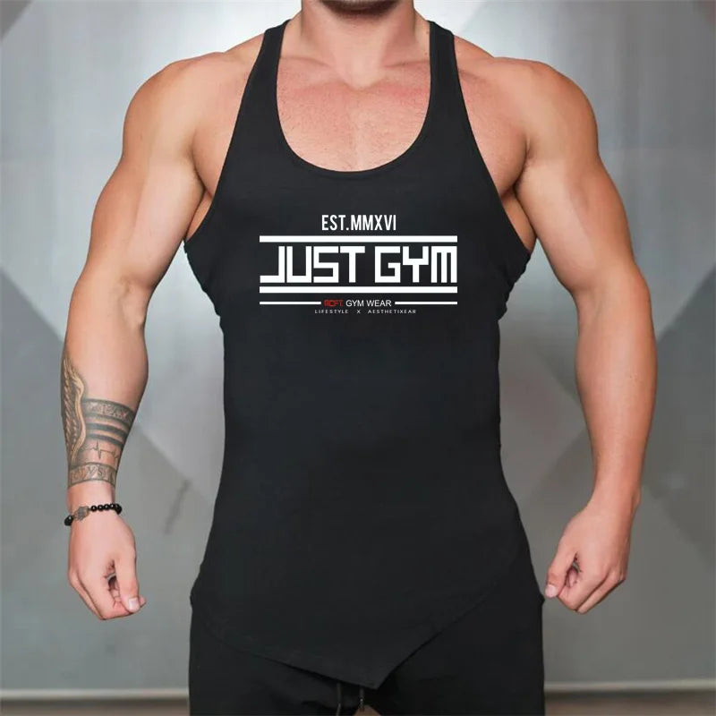 Mens Fitness Fashion Irregular Hem Vests Cotton Breathable Gym Bodybuilding Tank Tops Workout Muscle Casual Sleeveless Shirts