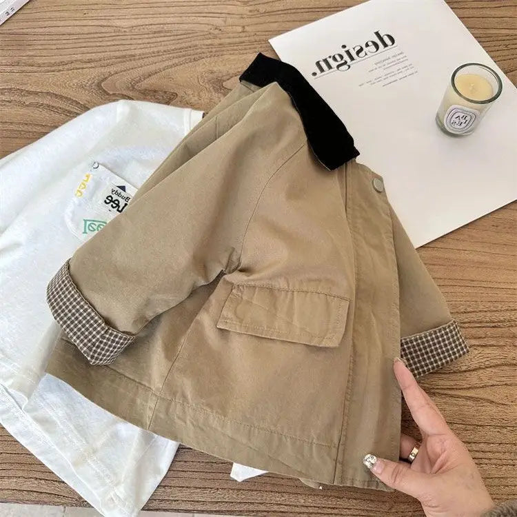 Kids Windbreaker New 2026 Spring Autumn Fashion Korean Casual Baggy Simple Style