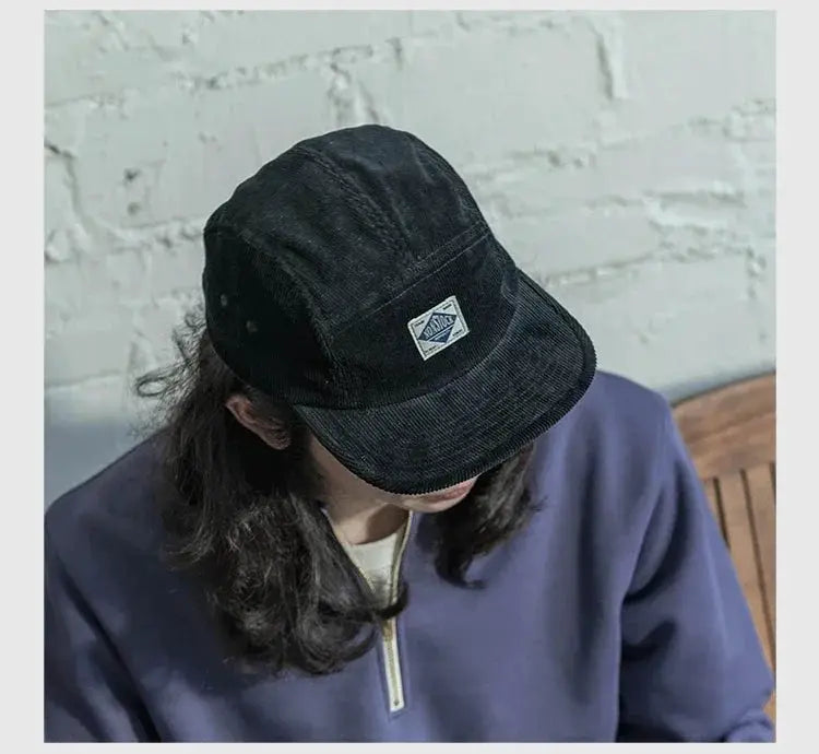 Non Stock 5 Panel Corduroy Hat with Snap Closure Baseball Cap Hip Hop Biker Board Cap BAZAARHUBO