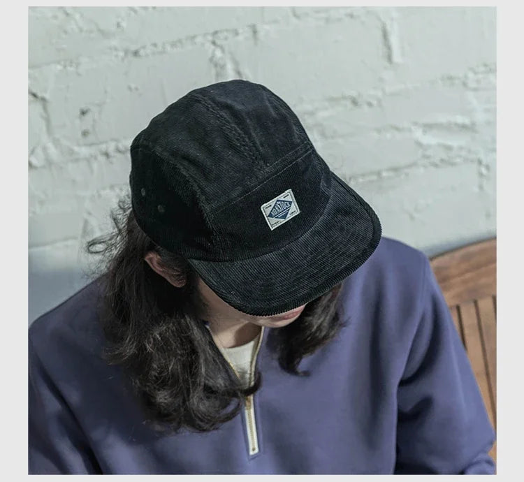 Non Stock 5 Panel Corduroy Hat with Snap Closure Baseball Cap Hip Hop Biker Board Cap BAZAARHUBO