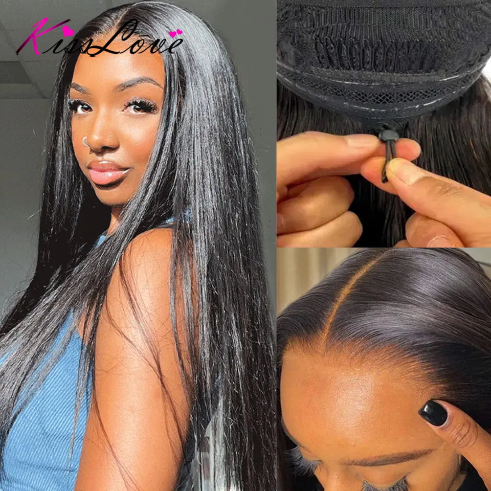 Straight Pull Go 13x6 Lace Wig with Elastic Drawstring 13x6 HD Lace Frontal Wig 5x5 Glueless Wigs Human Hair 13x4 Lace Front Wig