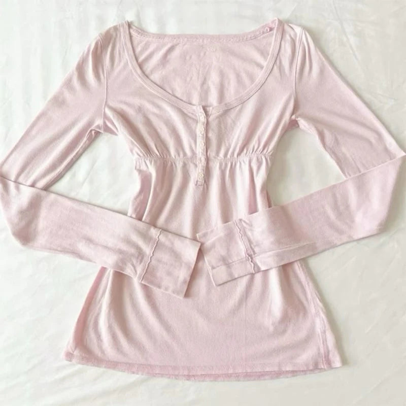 Women's knitted black T-shirt spring and autumn new long sleeve casual sexy fashion slim crop top versatile street wear y2k ropa