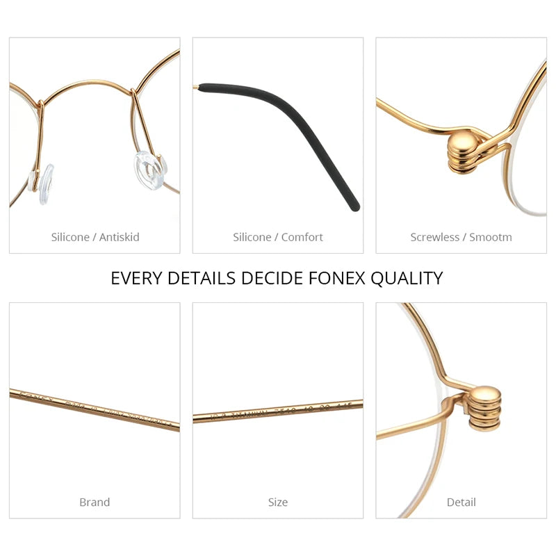 FONEX B Titanium Glasses Frame Women Brand Design Eyeglasses Men Korean Denmark Ultralight-Weight Morten Screwless Eyewear 7510 BAZAARHUBO