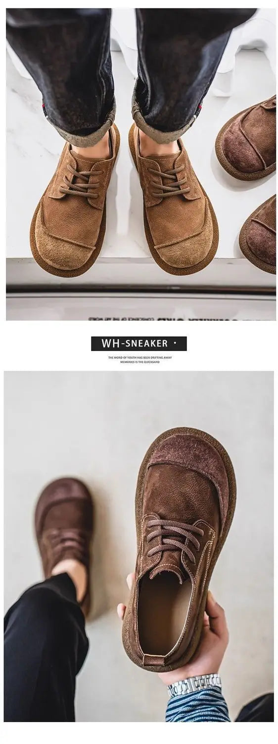 2025 men's shoes autumn new casual shoes wide toe retro low top lace up trend versatile men's shoes