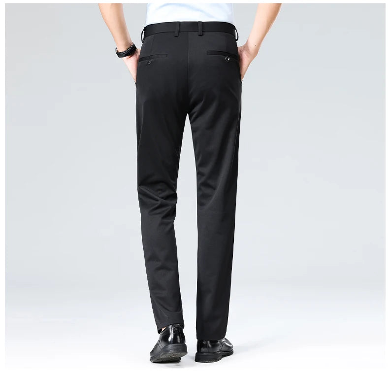 29-42 Men's Summer Thin Fashion Business Casual Suit Pants Long Pants Men's Elastic Straight Sleeve Formal Pants Plus Size 28-40