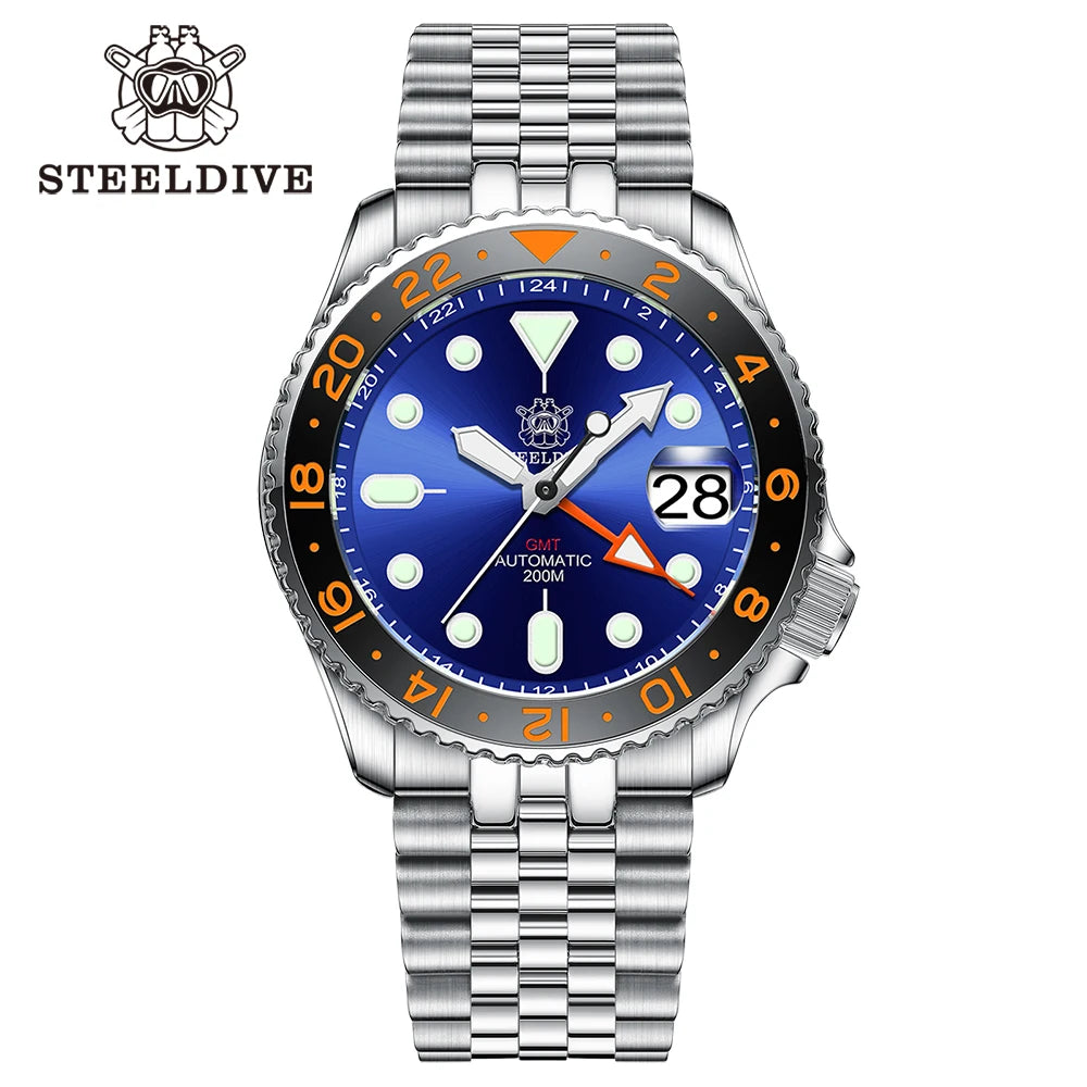 STEELDIVE Top Brand New Arrival SD1994 200M Waterproof Super Luminous Ceramic Bezel NH34 GMT Automatic Chronograph Dive Watches