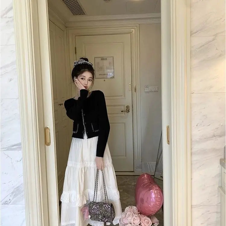 New Fashion 2025 A-line Loose Skirts Woman Korean Style Female Lace Fashion Leisure Spring Ankle-length Skirt Women